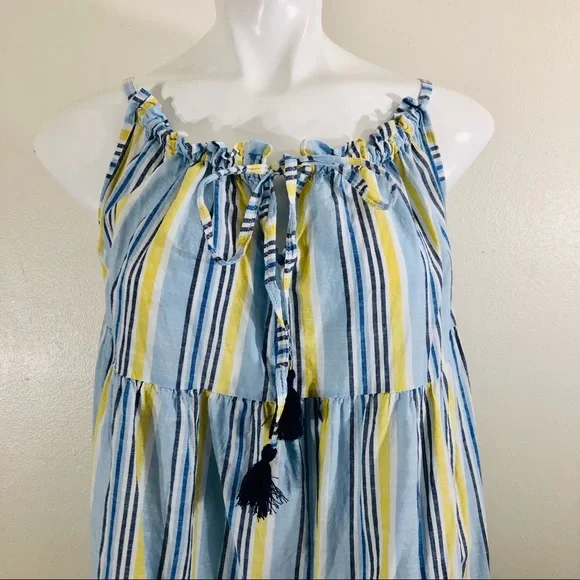 Anthropologie Striped Gauzy Tie Front Babydoll Dress Size Small - Picture 3 of 11